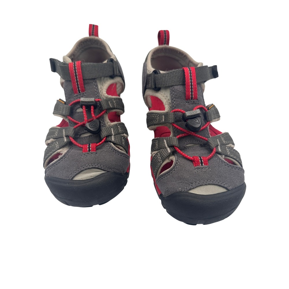 KEEN Seacamp II CNX Water Sandals Closed Toe Outdoor Gray Red Big Kids Youth 3